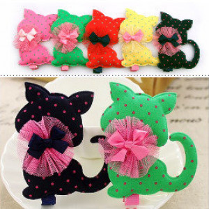 [Children's accessories hair ornaments modeling series] festive banquet, Christmas celebration - Korean version - large dotty cat Qiao tail shape hairpin / children hairpin / duckbill folder / horizontal folder ☆ 1 into the ☆