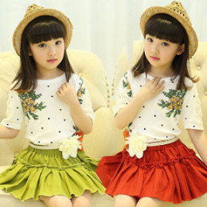 【High-quality spring and summer temperament princess suit】 summer high-quality cotton and linen suit comfortable cotton breathable short-sleeved shirt + breathable linen skirt, spring / summer suit / leisure suit / children's clothing ☆ 110-160 ☆