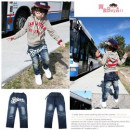 [Wild cowboy series] the most suitable for school wear pants, wash wash dirty - English letters jeans / autumn and winter trousers ☆ 100-140 ☆