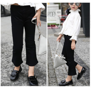 Black elastic horn pants [wild soft and easy to wear elastic series] cotton trousers / seasons trousers / spring and summer autumn and winter pants / children's clothing ☆ 100-160 ☆
