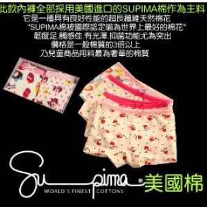 2組盒裝精品【兒童高級豪奢美國棉supima內褲系列】2件組精美圖案造型精緻棉質好穿的優質女童內褲/棉質平角內褲/四角褲 100-150cm