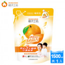 1500ml抑菌新款配方橘子工坊天然濃縮洗衣精補充包-制菌力1500ml‧含冷壓食品級橘油，真正3.4倍*卓越天然潔淨力 通過無有毒化學(界面活性劑)殘留測試，無香精真安心 